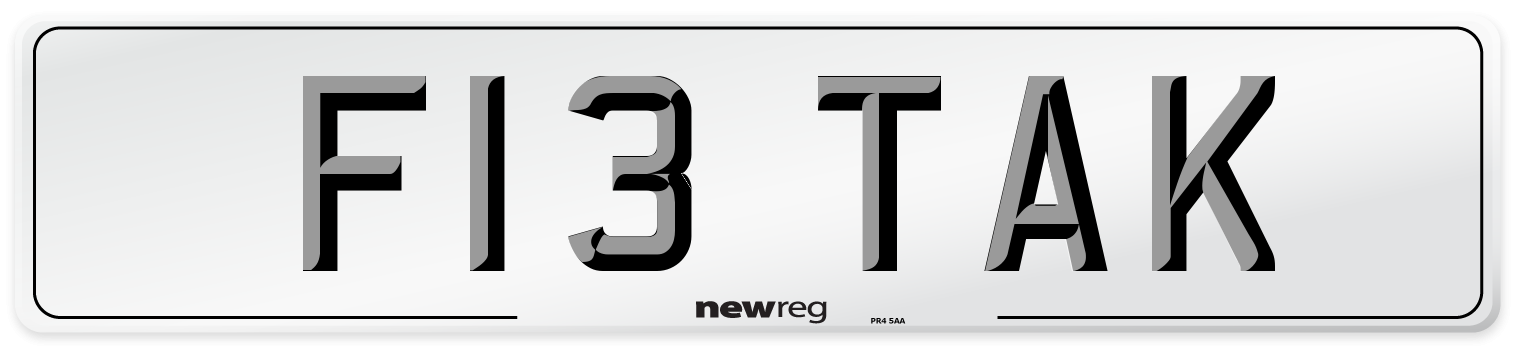 F13 TAK Number Plate from New Reg